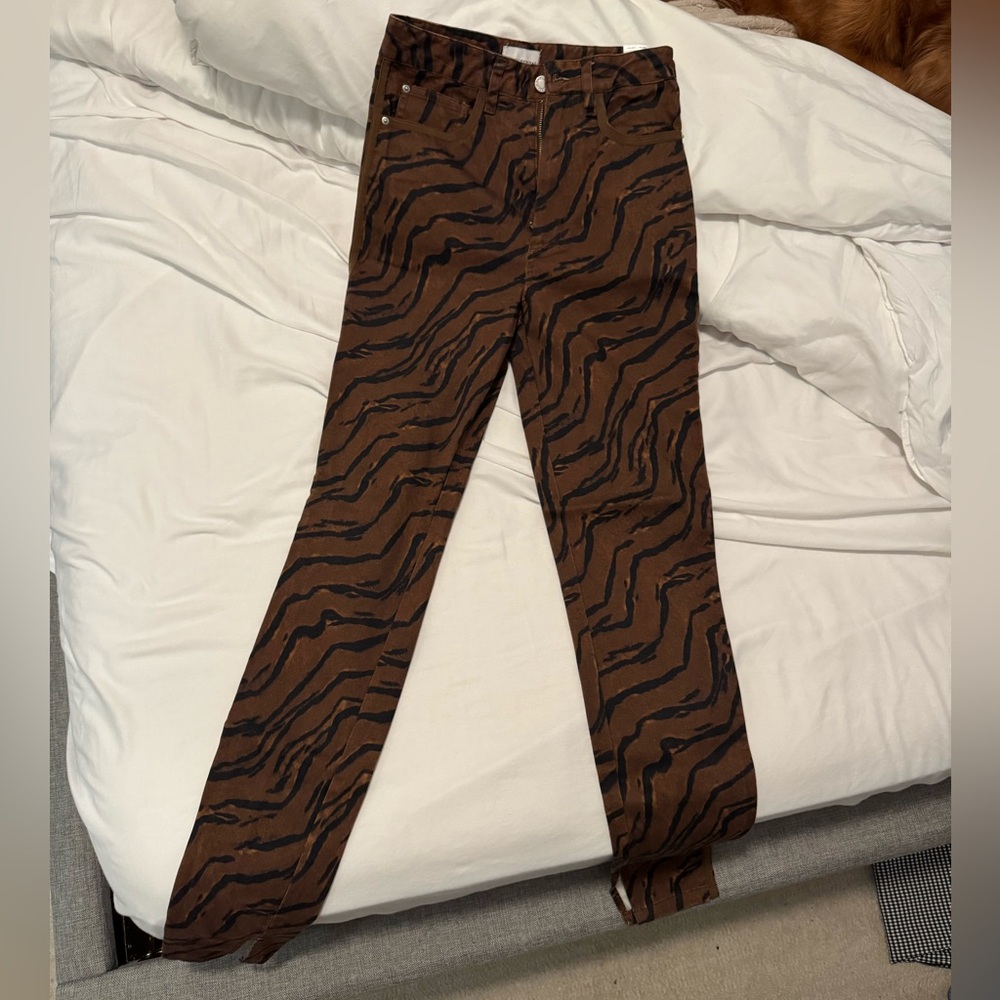 WeWoreWhat piped stiletto slit pants
